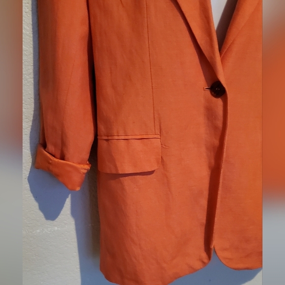 The Limited Coral Linen Blend Relaxed Oversized Notched Blazer Jacket Size Small - Picture 5 of 10
